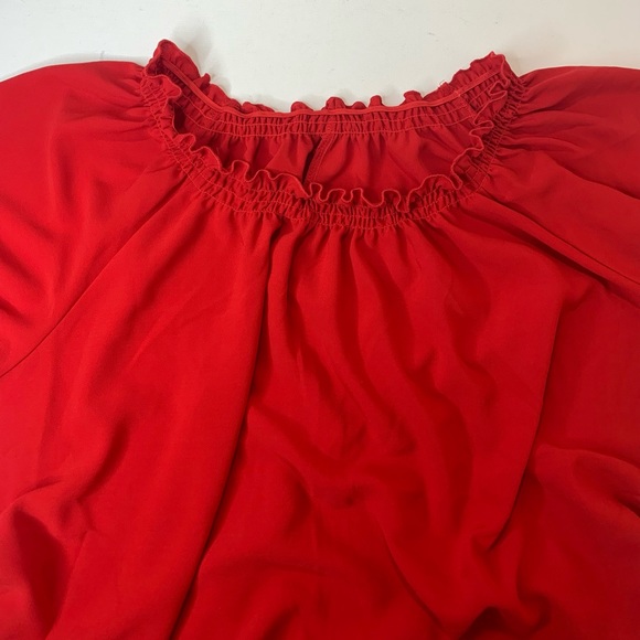 SHEIN Curve Square Neck Off Shoulder Solid Red Blouse Top Size 3XL - Picture 3 of 7